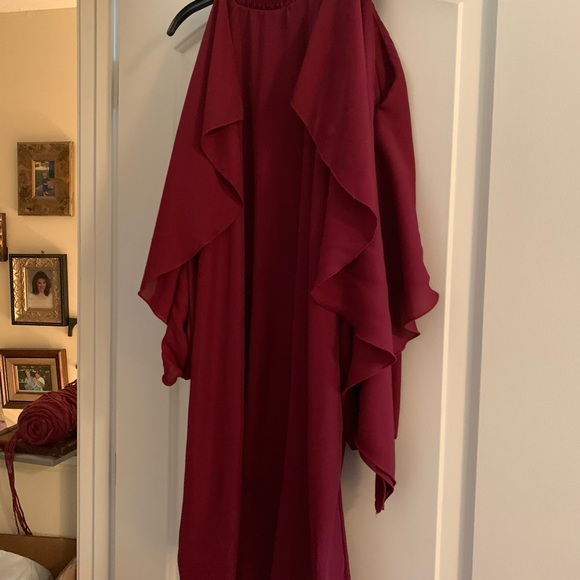 Burgundy Peek a Boo Dress - Picture 2 of 3